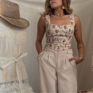 Floral Cream Crop Top